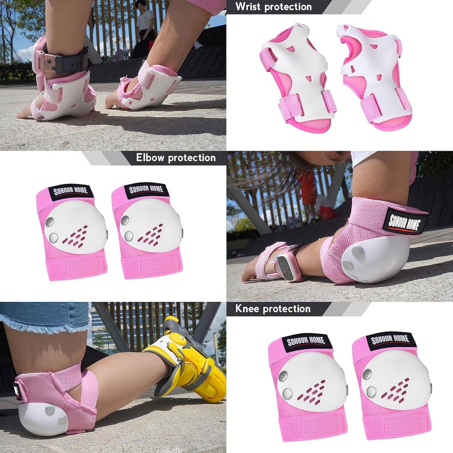 Skiennix Kids Protective Gear Set - Knee Pads, Elbow Pads & Wrist Guards for Ages 3-15 | Ideal for Roller Skating, Cycling & More
