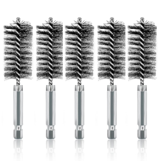 ASNOMY 5Pcs 1" Stainless Steel Bore Brush for Drill,25mm Wire Brush Bore Cleaning Brush Set for Power Drill Cleaning, Abrasive Wire Brush with 1/4" Hex Shank