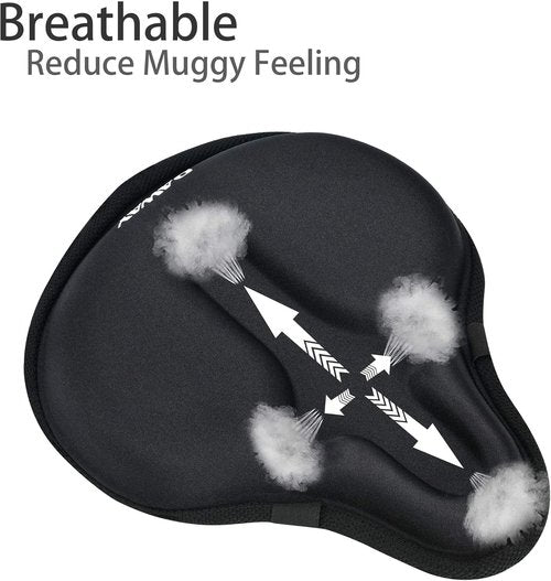 DAWAY Bike Seat Cover - Comfortable Silicone Gel & Memory Foam Cushion for Men & Women | Fits Peloton, Stationary & Mountain Bikes - XL/Large/Small