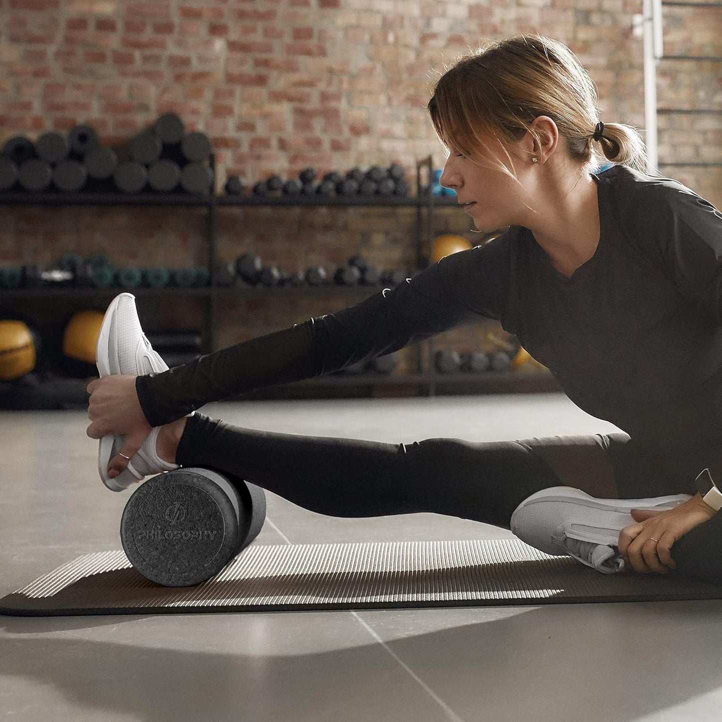 Philosophy Gym High-Density Foam Roller - 18" Round for Exercise, Massage & Muscle Recovery | Black