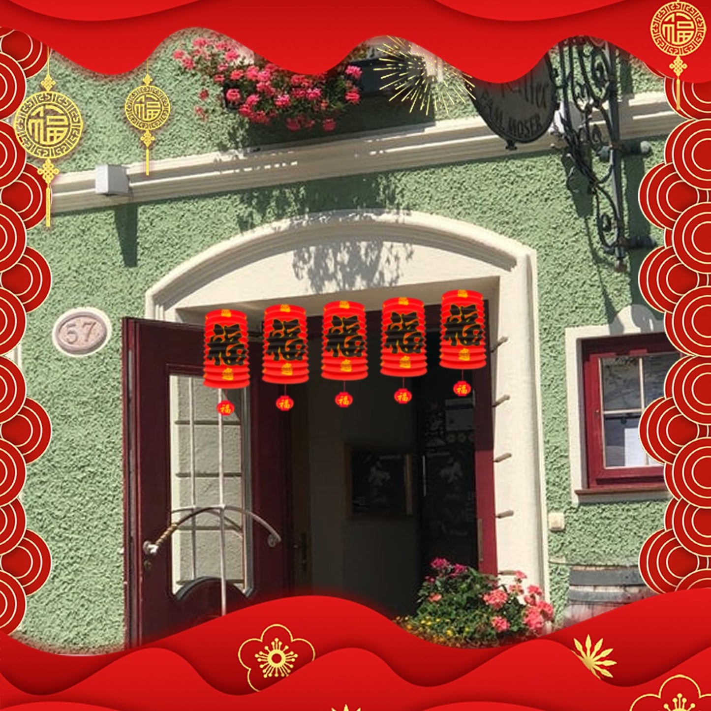 6Pcs Chinese New Year Decorations 2025, 6.3*9.8In Year of The Snake Red Fu Lanterns Lunar Spring Festival Ceiling Hanging Paper Lanterns Lamp Party Supplies Decor for Birthday Wedding Restaurant Store