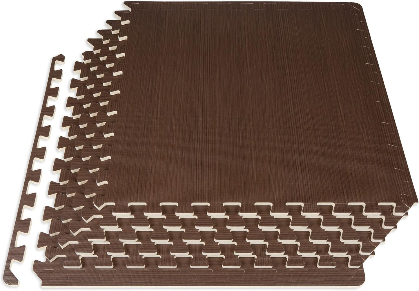 ProsourceFit Puzzle Mat - ½-Inch Wood Grain EVA Foam Interlocking Tiles | 24 Sq Ft Indoor Workout Flooring