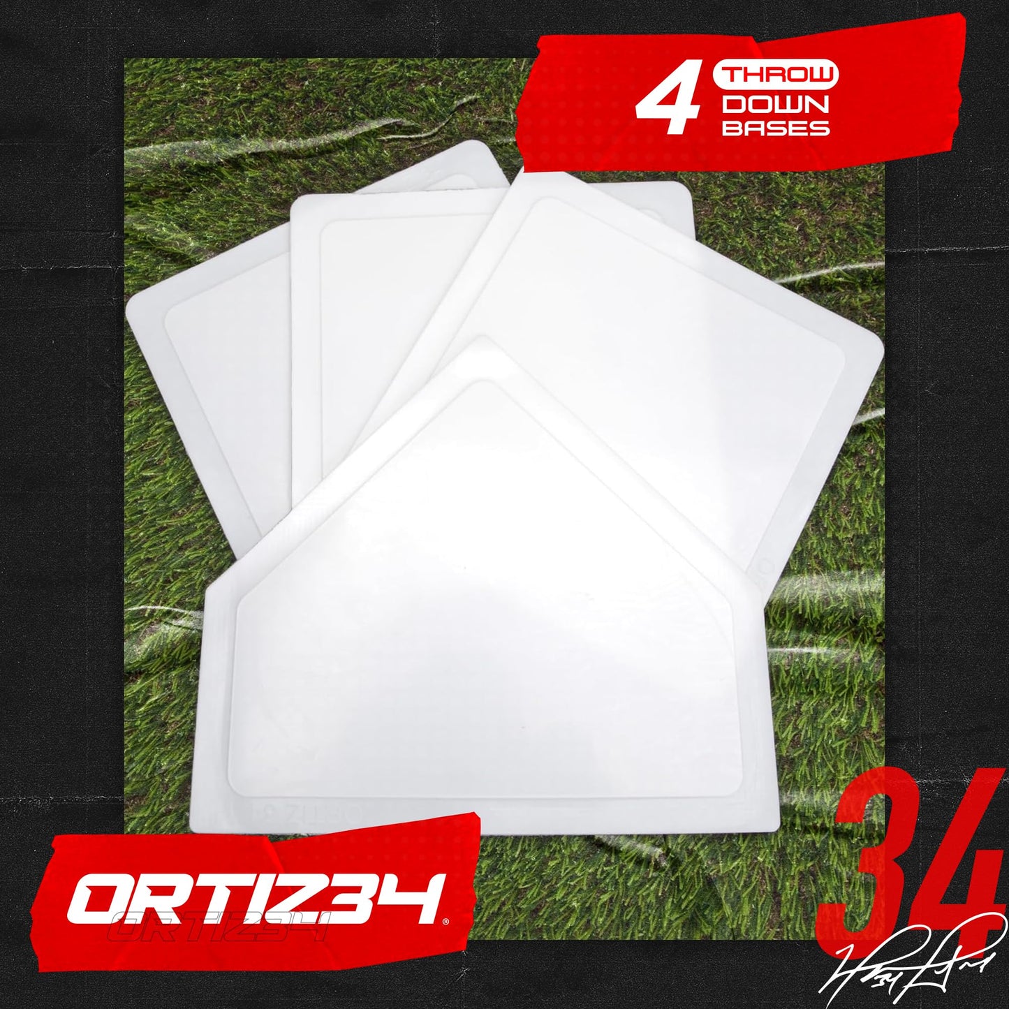 Ortiz34 Grand Slam Set- Graffiti Plastic Bat, 3 Balls, 4 Throw Down (Volt)