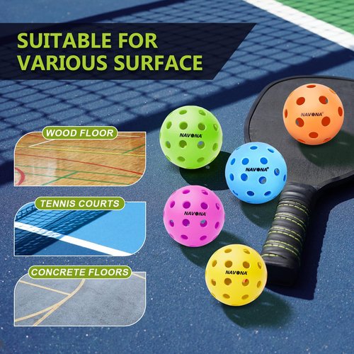 12 Pack Premium 40-Holes Colorful Outdoor Pickleball Balls, Meet USAPA Official Requirement, Perfectly Balanced, High Bounce True Flight, Durable Outdoor Pickleball Set