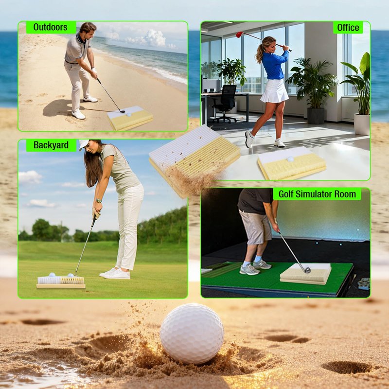 Angooni 15.7" x 11.8" Golf Bunker Mat - Portable & Sturdy High-Performance Golf Practice Mat for Bunker Shots, Indoor & Outdoor Sand Chipping Mat- Perfect for Beginners, Pros, and Simulator Training