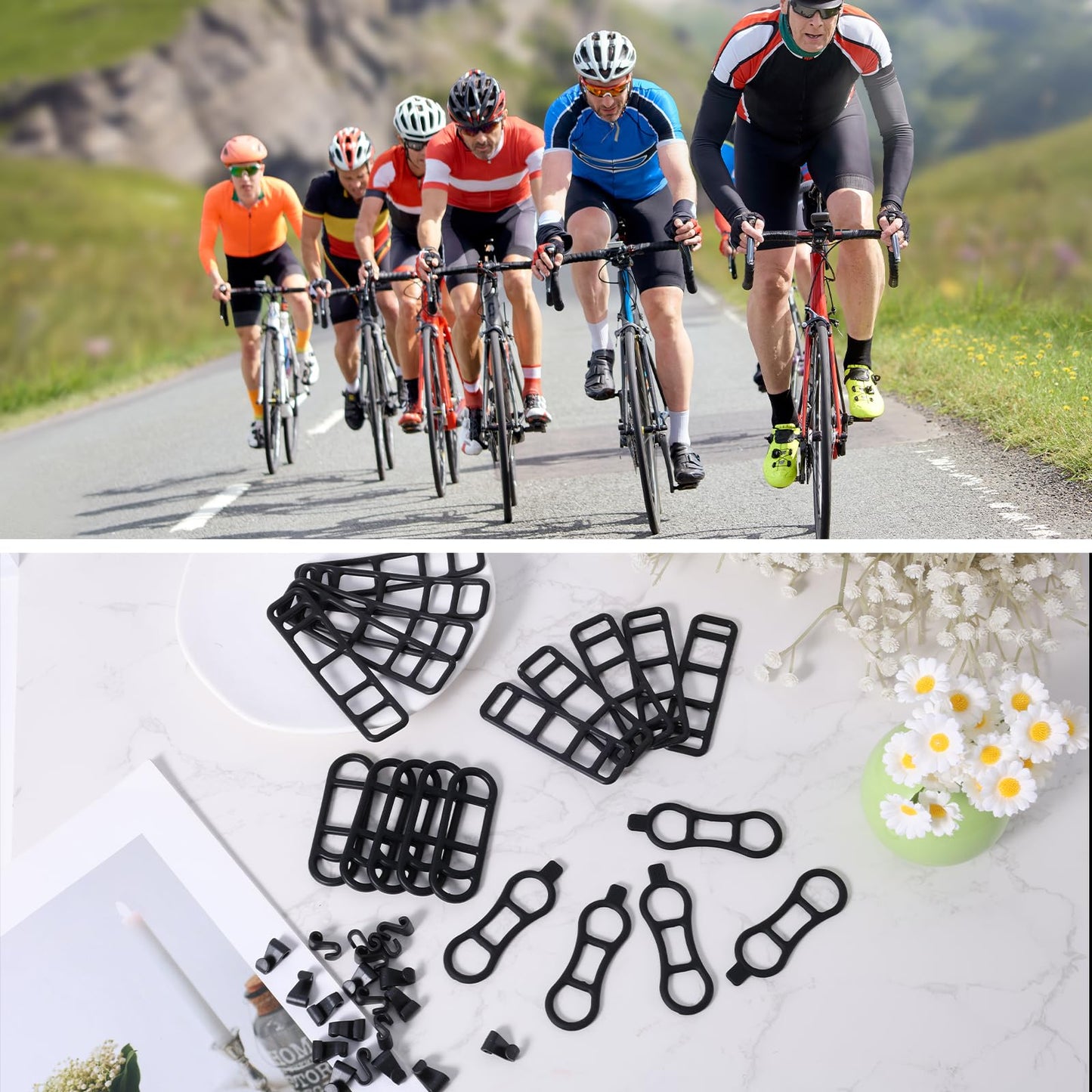 XIHIRCD 20pcs Bicycle Light Silicone Straps, 4 Styles Bike Rubber Straps Elastic Bike Silicone Mount Band Flashlights Cell Phones Speaker Lights Holder with S Buckles for Bicycle Light Sets Handlebar