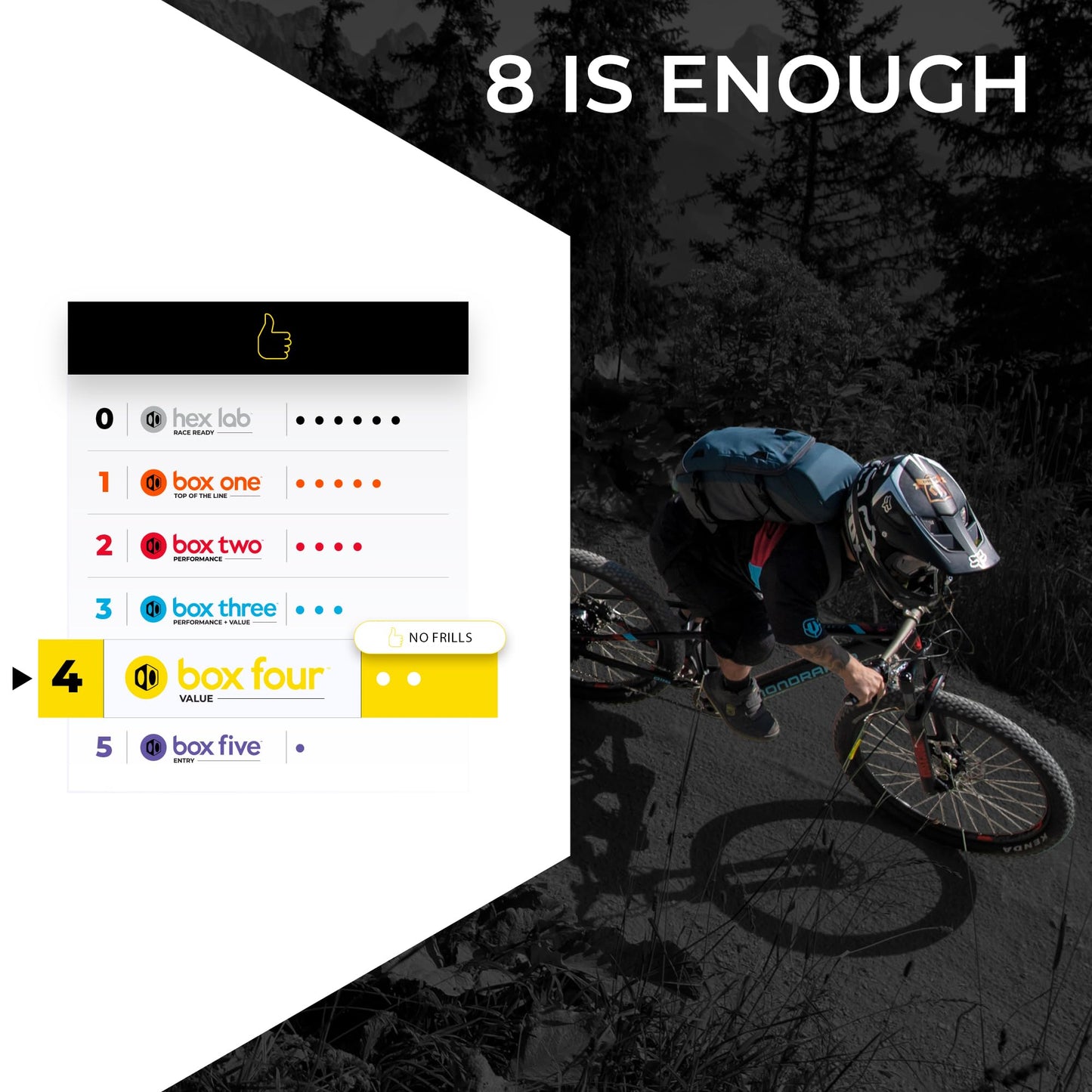 Box Four 8 Speed X-Wide Rear Derailleur Bicycles MTB Hanger Non-Direct Mount for Mountain Bike, Cycling Finished Matte Onyx Sealed Bearing Pulleys | Black