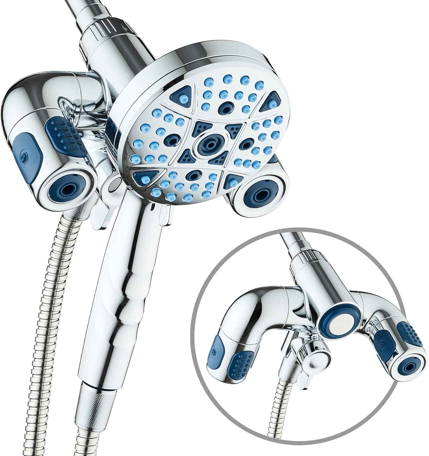 Polaris High Pressure Shower Head & Handheld Combo - 208 Settings, Magnetic Dock, Chrome Finish