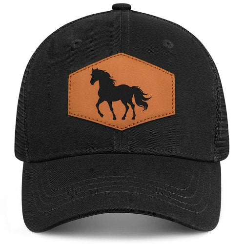 Jiaazerd Horse Baseball Cap for Horse Lovers,Leather Trucker Hat Snapback Hat for Men Women Brown