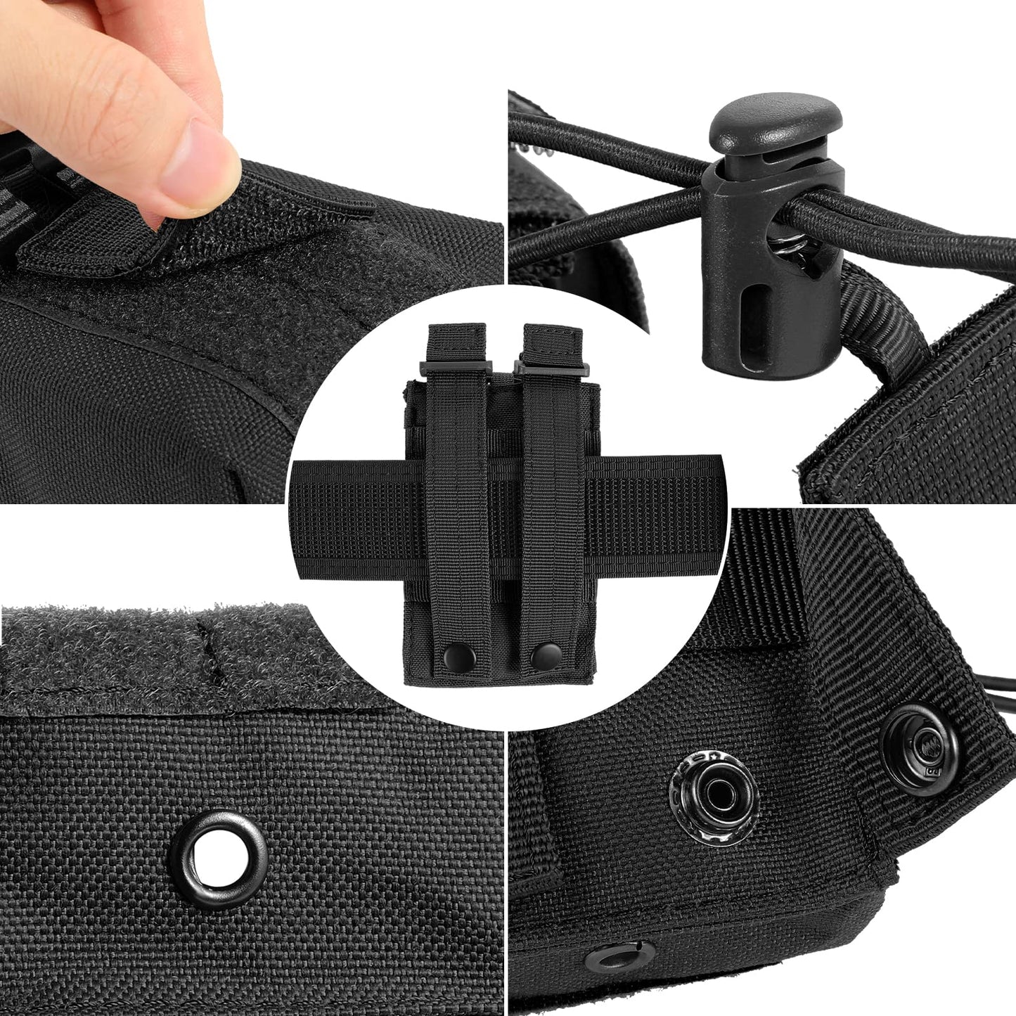 FRTKK Tactical Radio Holder - Molle Radio Pouch Universal Case for Police Firefighter Two Ways Walkie Talkies Vest (Black)