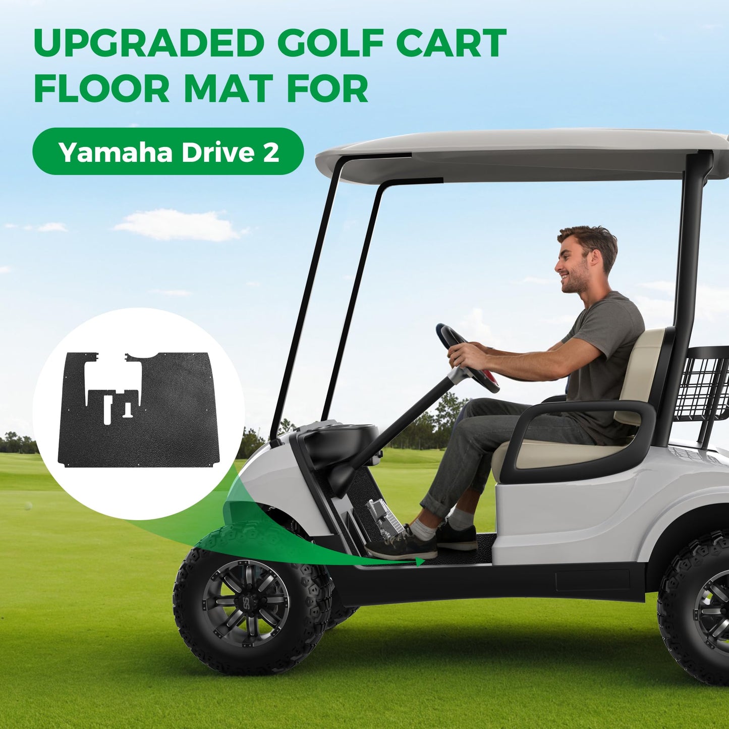 10L0L Golf Cart Floor Mat for Yamaha G29 Drive/Drive 2,High Temperature Resistant Silica Gel Mat,8mm Thick Not Deformed Non-Slip (Drive2)