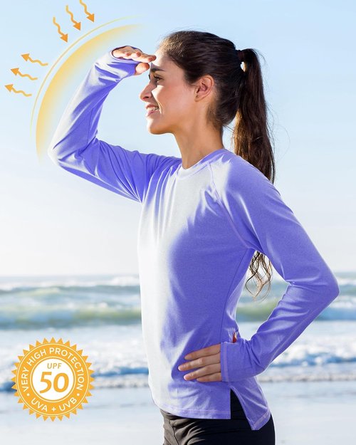 Isnowood Women's UPF 50+ Sun Protection Long Sleeve Shirts - Athletic Swim & Hiking Tops