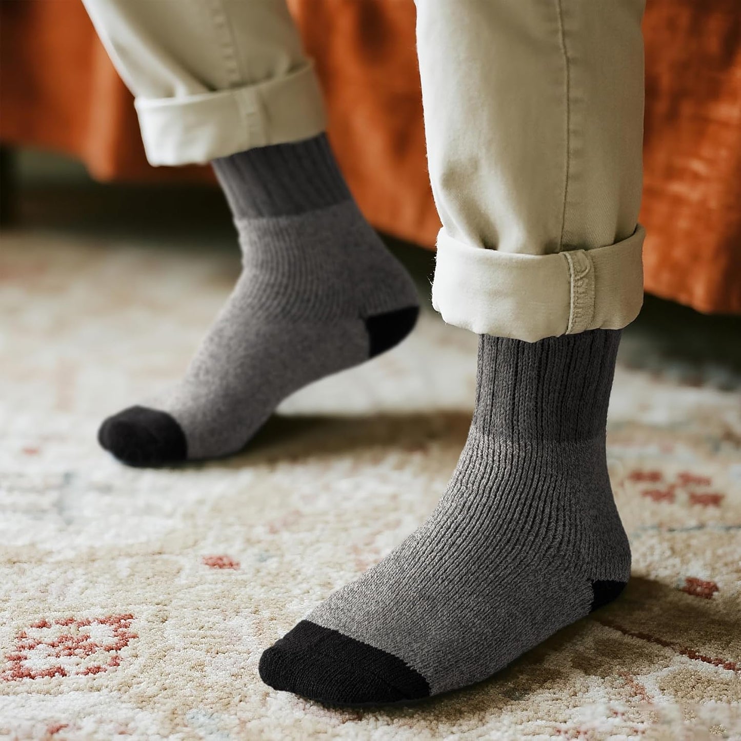 RockDove Men's Thick Knit Wool Blend Crew Socks - Warm, Comfortable & Durable | Perfect for Cold Weather