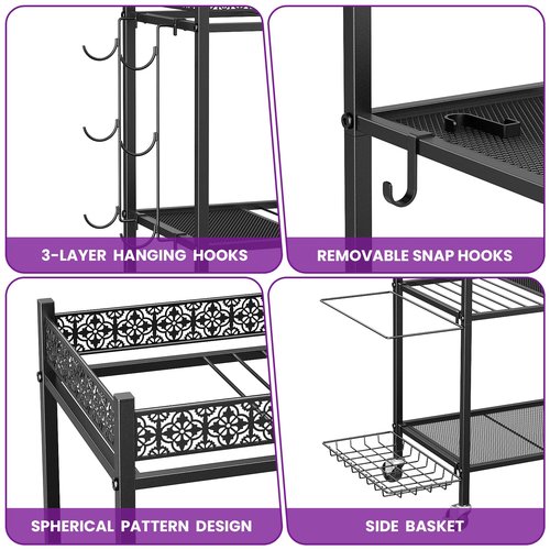VOPEAK Metal Storage Rack for Yoga Mats, Foam Rollers and Gym Equipment - Home Exercise and Fitness Gear Organizer
