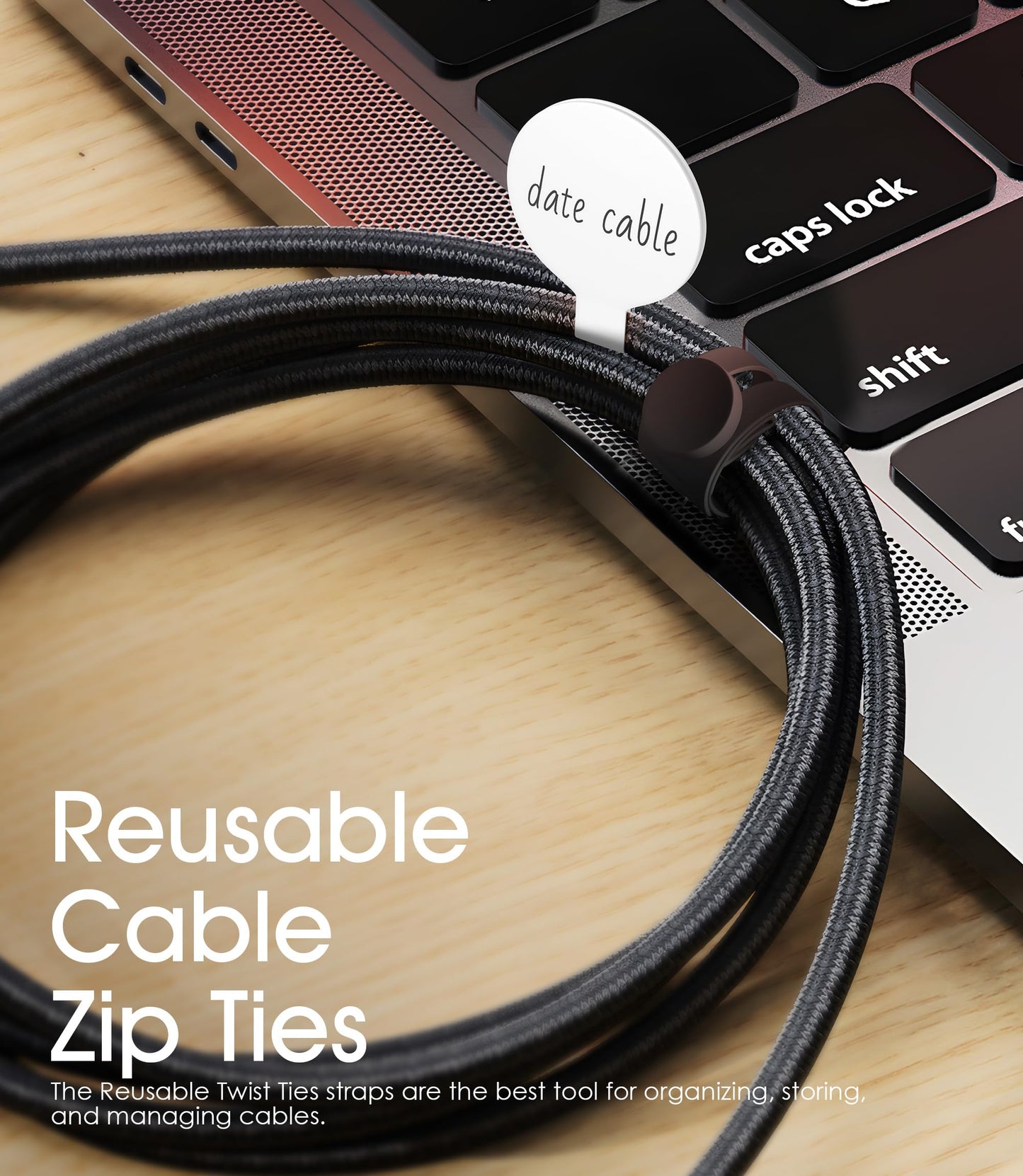 32Pcs Nearockle Cable Labels and Silicone Cable Ties Value Cable Management Set, 20 Cable Ties+12 Cord Labels for Electronics, Travel Home Office Desk Wire Organization(Black&White)