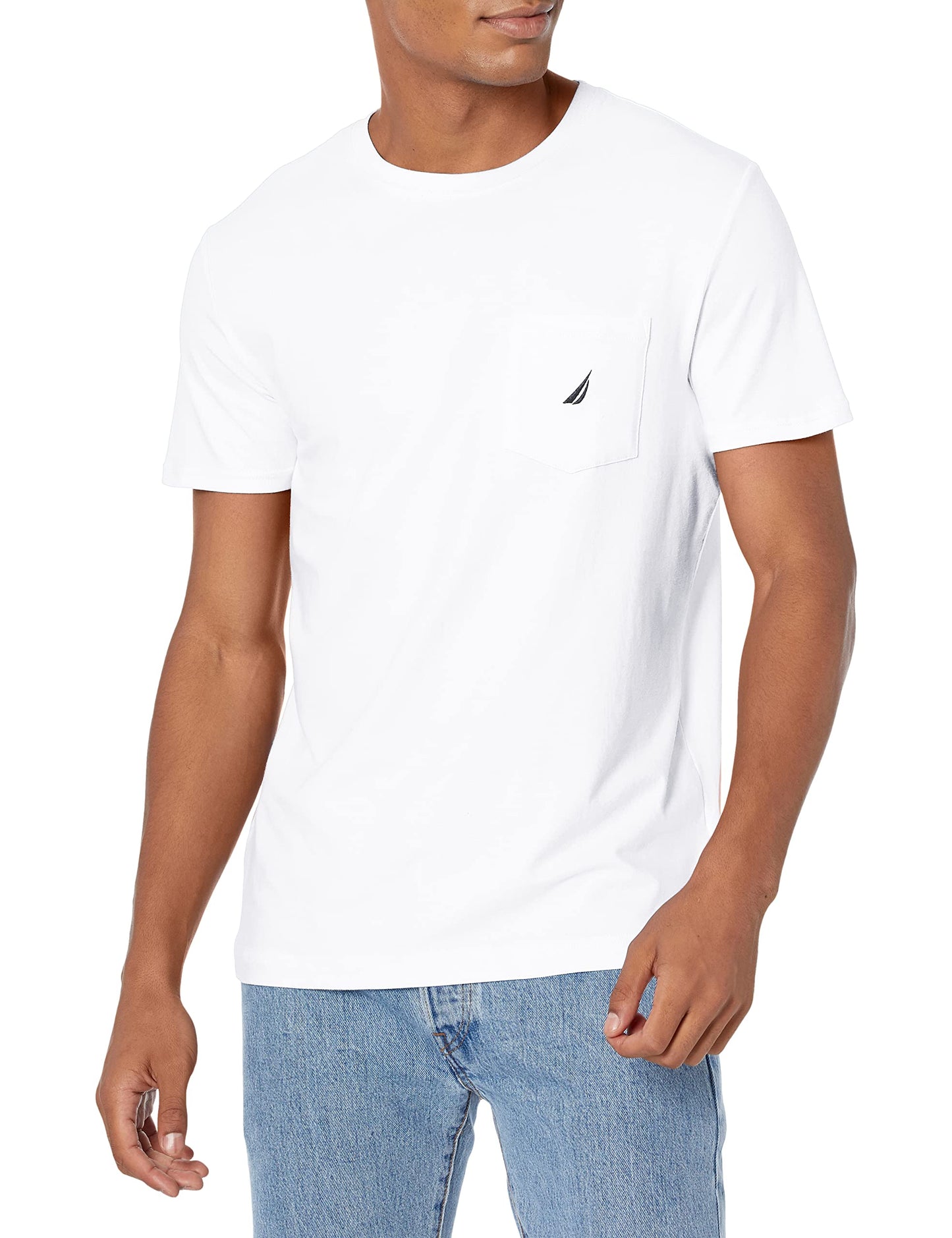 Nautica Men's Big & Tall Solid Crew Neck Short-Sleeve Pocket T-Shirt, Bright White, 6X Big