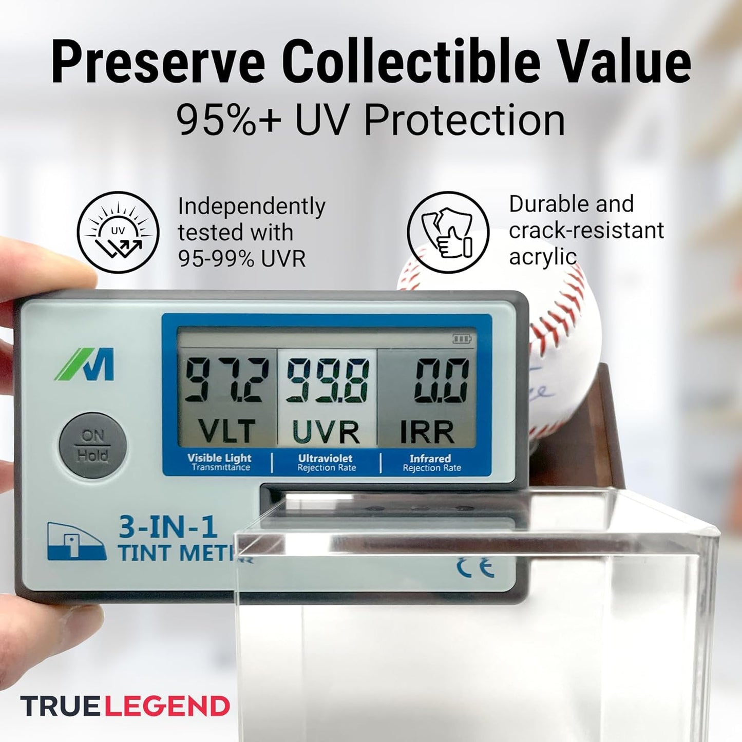 True Legend Baseball Display Case - Premium UV Protection Holder with Thick Acrylic Edges | Ideal for Sports Memorabilia
