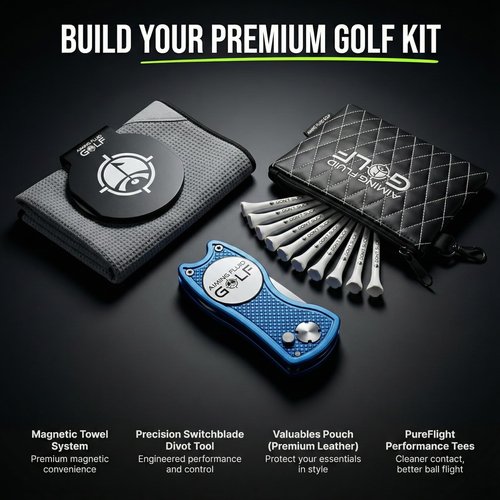Aiming Fluid Golf Divot Repair Tool – Precision Switchblade Design, CNC-Machined Metal Body, Magnetic Ball Marker, Zero-Wobble Hinge – Premium Golf Accessory (Silver)