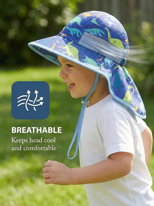 Icolor Kids Sun Hat - UPF50+ Sun Protection Bucket Hat with Neck Flap | Toddler Summer Beach Hat for Ages 3-10