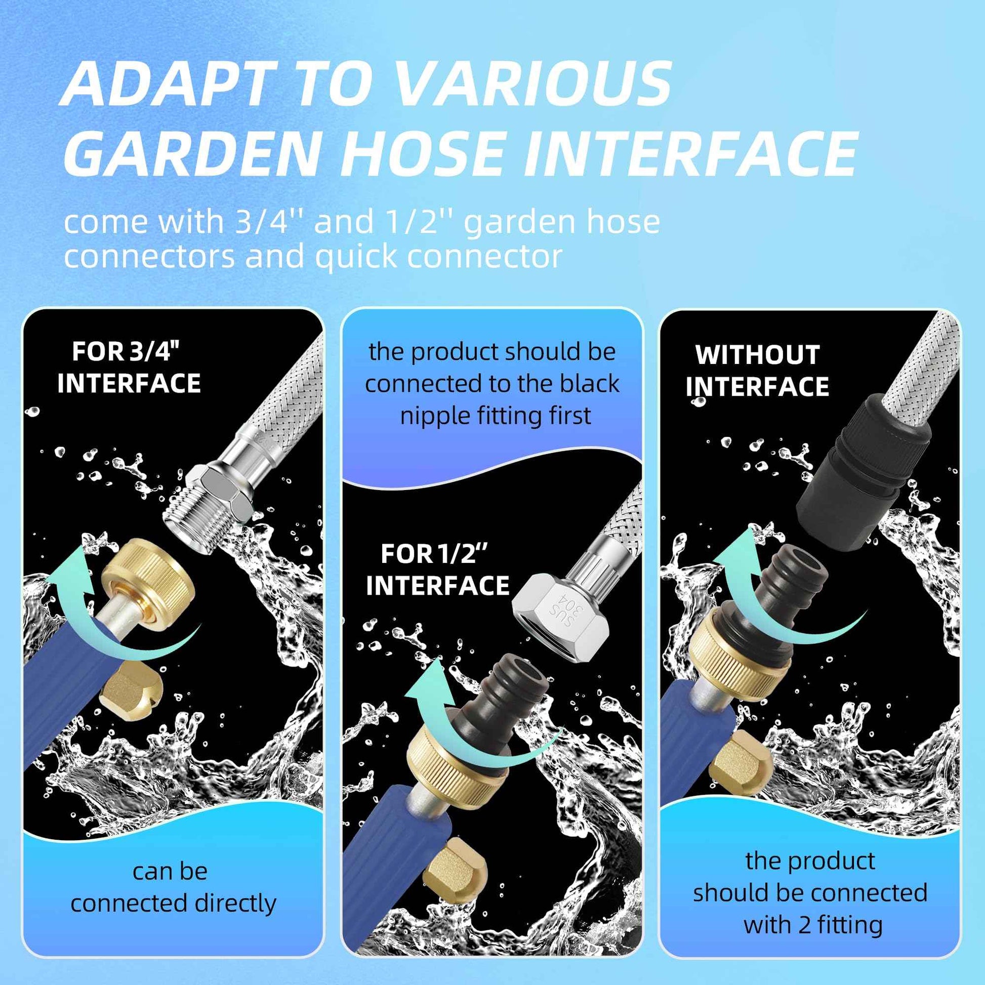 Jet Nozzle High Pressure Hose Nozzle for Garden Hose，Hydro Jet Nozzle Power Washer Wand for Garden Hose with 2 Different Nozzles and Quick Connectors for Car, Patio, Window Washing, Blue