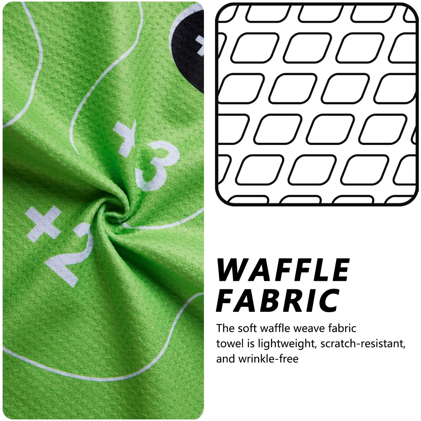 Gbourly Magnetic Golf Towels with Clip, Microfiber Waffle Design, Industrial Strength Magnet for Strong Hold to Golf Bags, Carts & Clubs (Multiple Colors Available) (Green Hole in One)