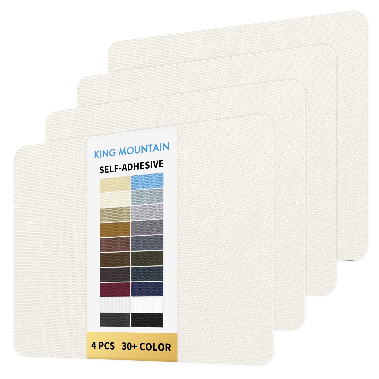 KING MOUNTAIN Canvas Repair Patch 9 x11 Inch 4 Pcs Self-Adhesive Waterproof Fabric Patch for Sofas, Tents, Furniture,Tote Bags, Car Seats (Off White)