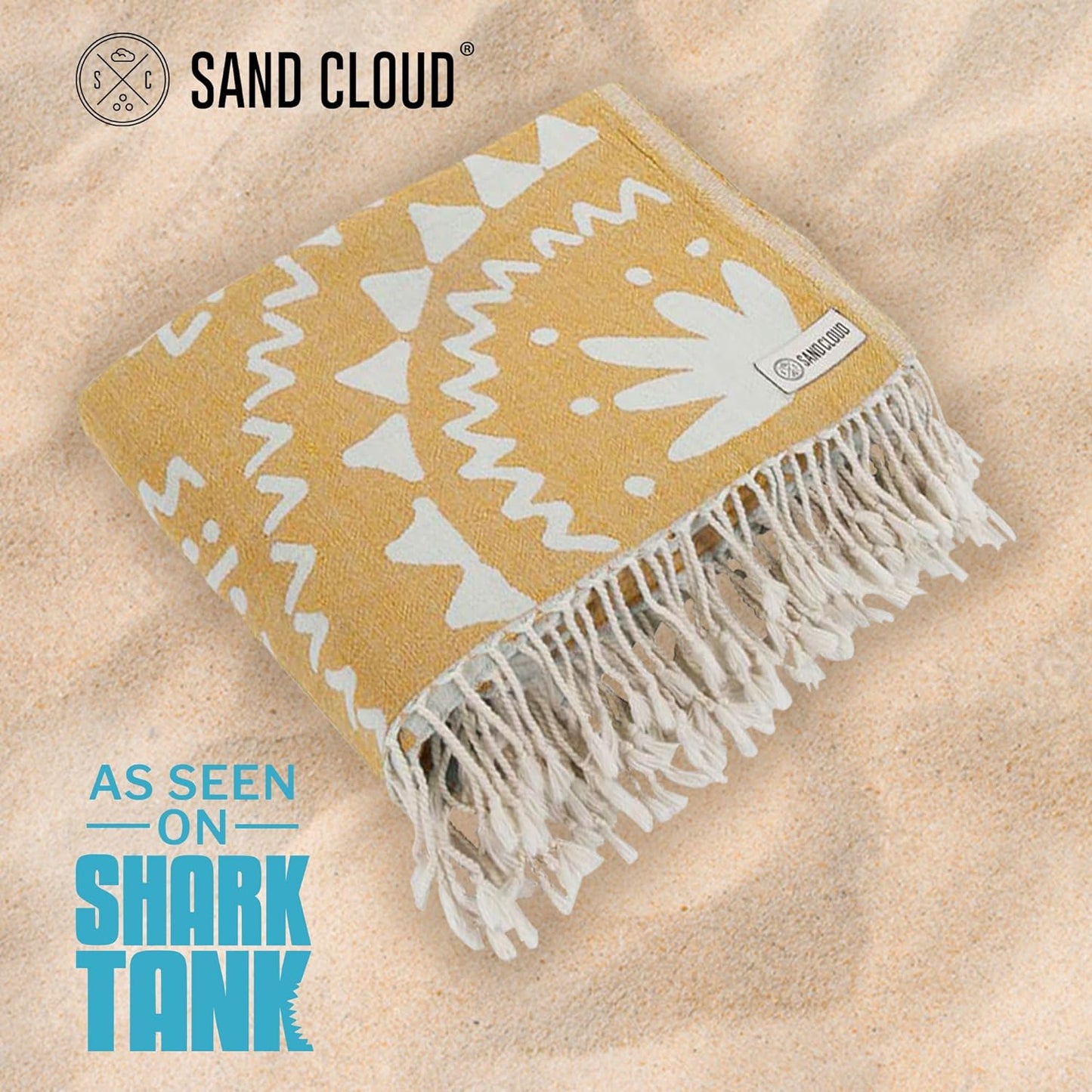Sand Cloud Large Turkish Beach Towel - Quick-Dry, Sand-Free, 100% Organic Cotton - Boho Honey XL Design