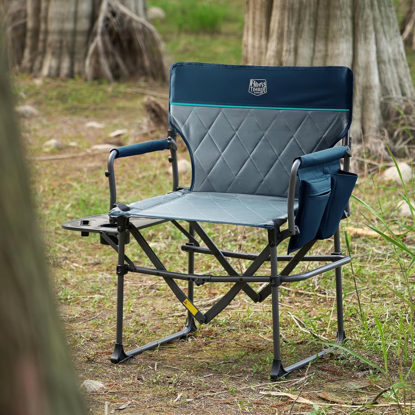 Timber Ridge Camping Directors Chair - Portable Heavy-Duty Folding Chair with Side Table | 400lbs Capacity, Blue