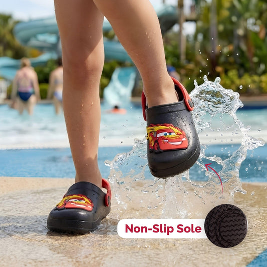 Josmo Kids Cars Clog Sandal Waterproof Slip-On Slides for Boys Lightning McQueen Closed Toe Clogs with Backstrap Sizes: 5-10 Toddler 11-12 Little Kid