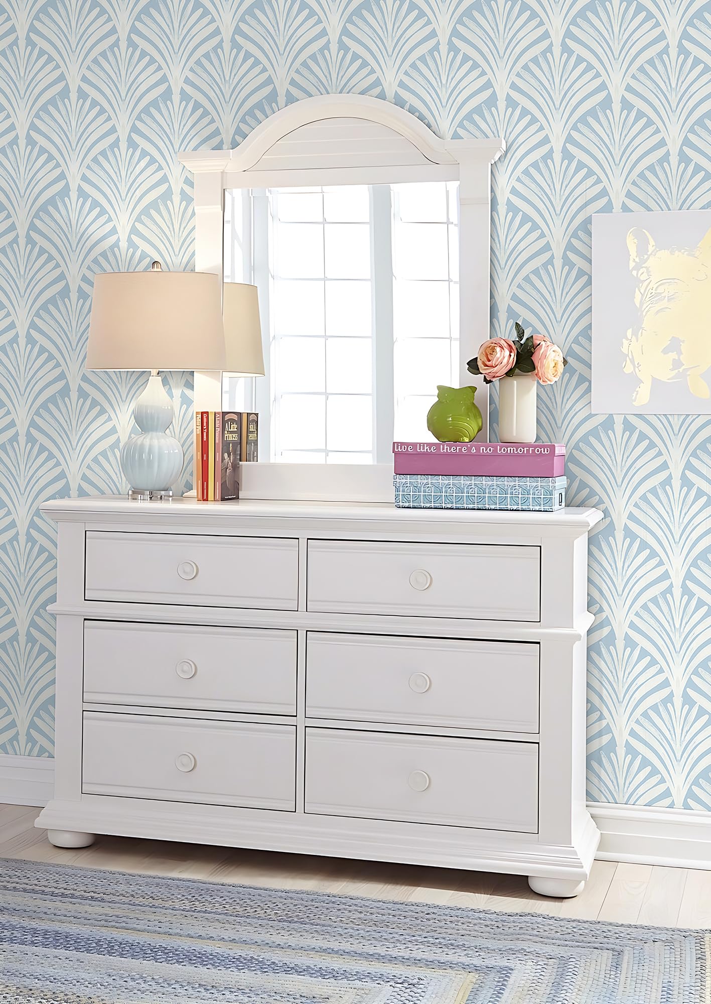 Hopepak Blue Peel and Stick Wallpaper Self Adhesive Removable Wall Paper for Bedroom/Bathroom Modern Geometric Contact Paper for Cabinets Vinyl Rolls 17.3''x78.7''