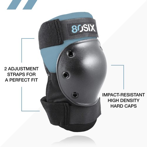 80Six Dual Certified Kids’ Helmet with Knee Pads, Elbow Pads, and Wristguards, Grey and Blue, Junior - Ages 5+