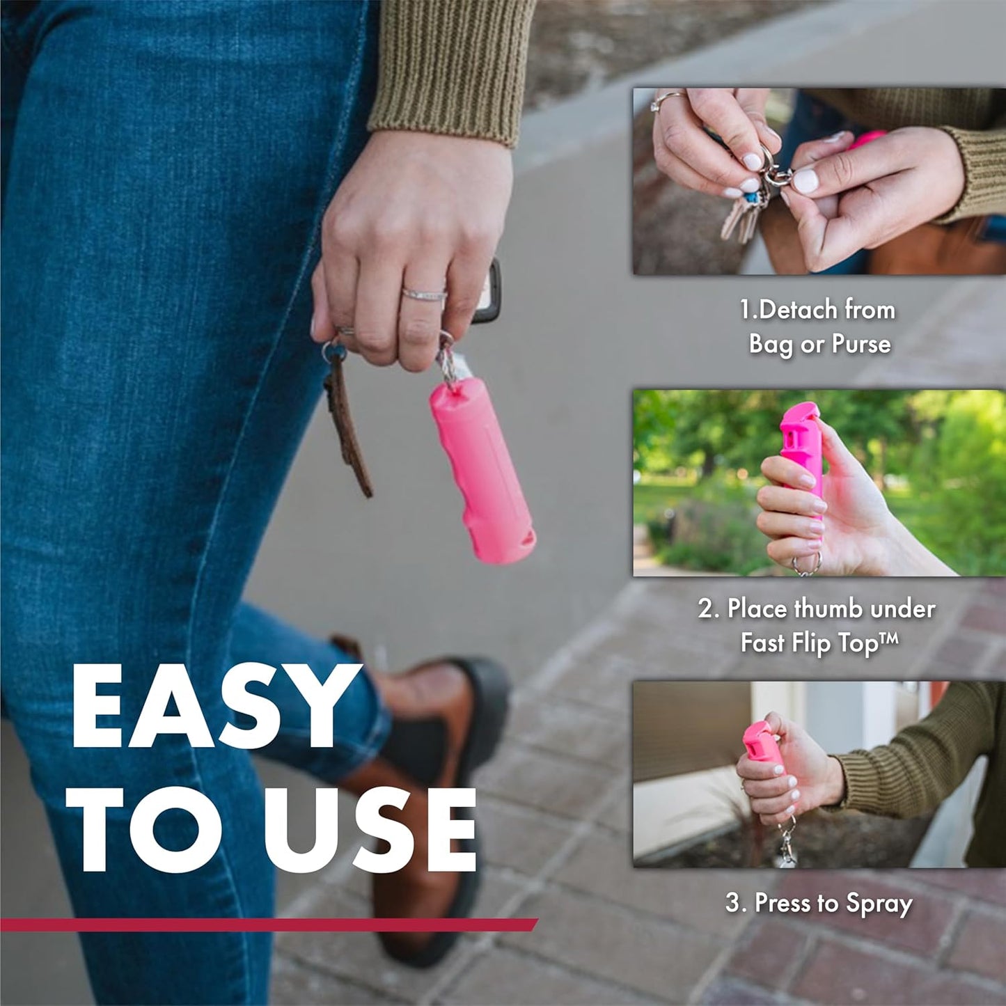 SABRE Pepper Spray & Stun Gun Combo - 2-in-1 Self Defense Kit with Flashlight & Rechargeable Battery | 120 Lumen LED