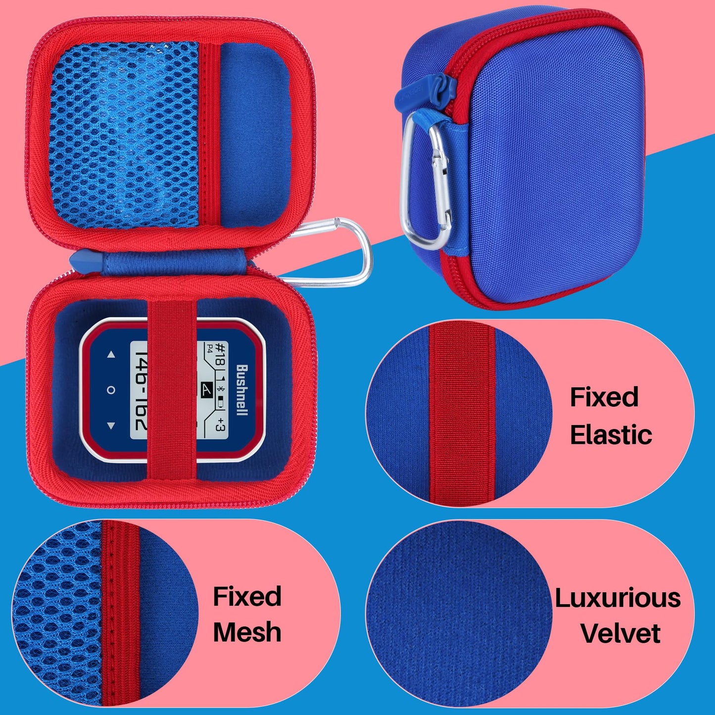 Lebakort Storage Case Compatible with Bushnell Golf Phantom 3 2 Slope/Swami KISS 2.0 Handheld Golf GPS Ragnefinder (Blue+Red Case)