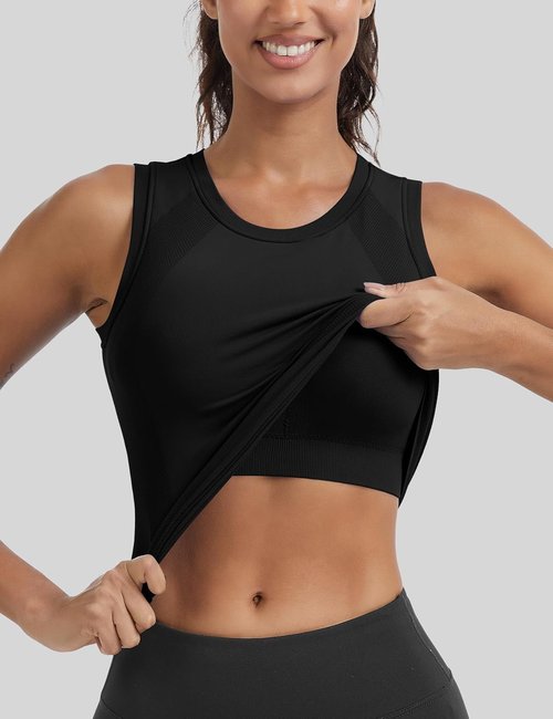 MathCat Women's Seamless Workout Tank Top - Built-In Bra & Sleeveless Design for Yoga & Daily Wear