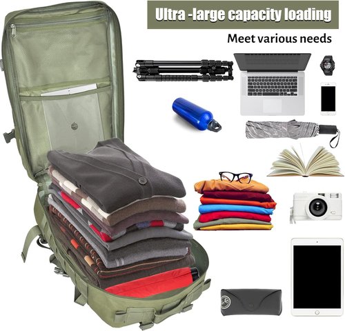 Createy 45L Military Tactical Backpack - Large 3-Day Assault Pack for Camping & Hiking