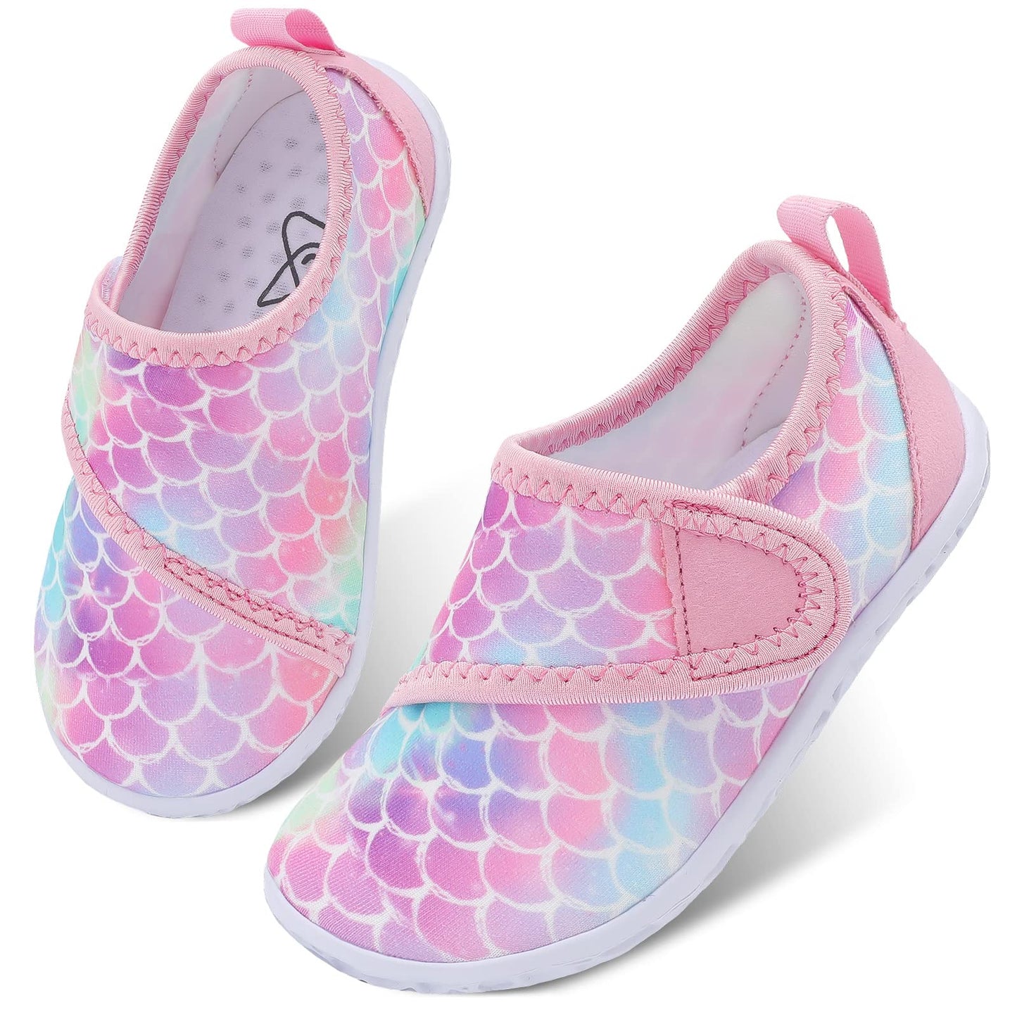 LeIsfIt Toddler Water Shoes Boys Girls Barefoot Aqua Socks Kids Breathable Quick-Dry Swim Shoes for Beach Pool Surf, Pink Scale, 6 Toddler