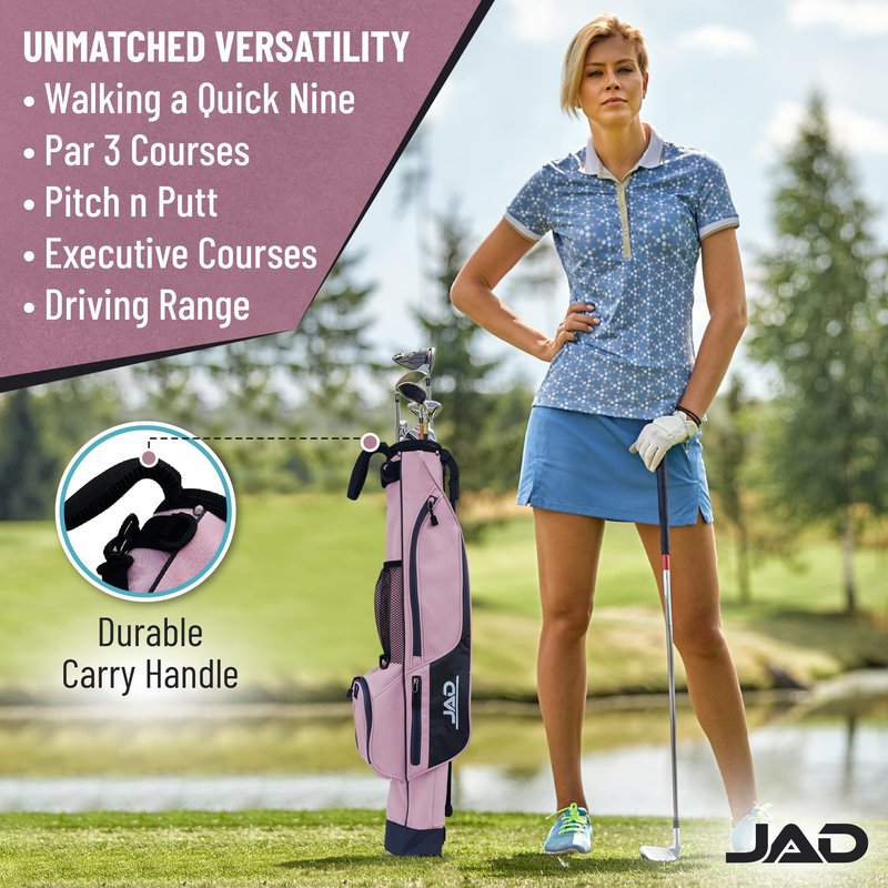 Sunday Golf Bag - Premium Everyday Sunday Golf Bag with Stand for Men, Women and Ladies, Ultra Lightweight, Easy to Carry Pitch n Putt Carry Bag (Pink)