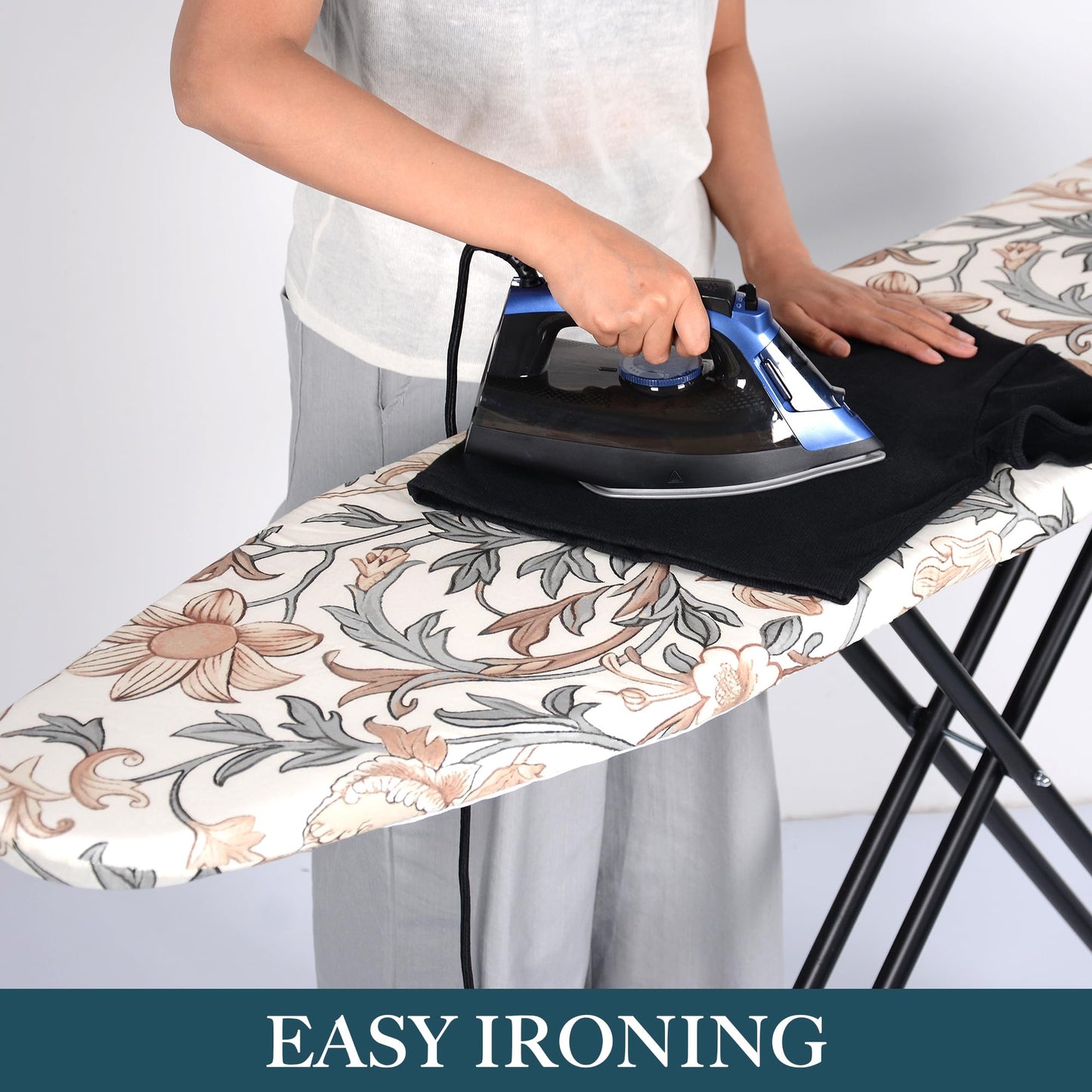 veiox Thick Padded Ironing Board Cover and Pad – Extra Soft & Heatproof Surface – Reflective Heat Technology, Heavy-Duty Fabric – Fits Standard Sizes (15″X54″)