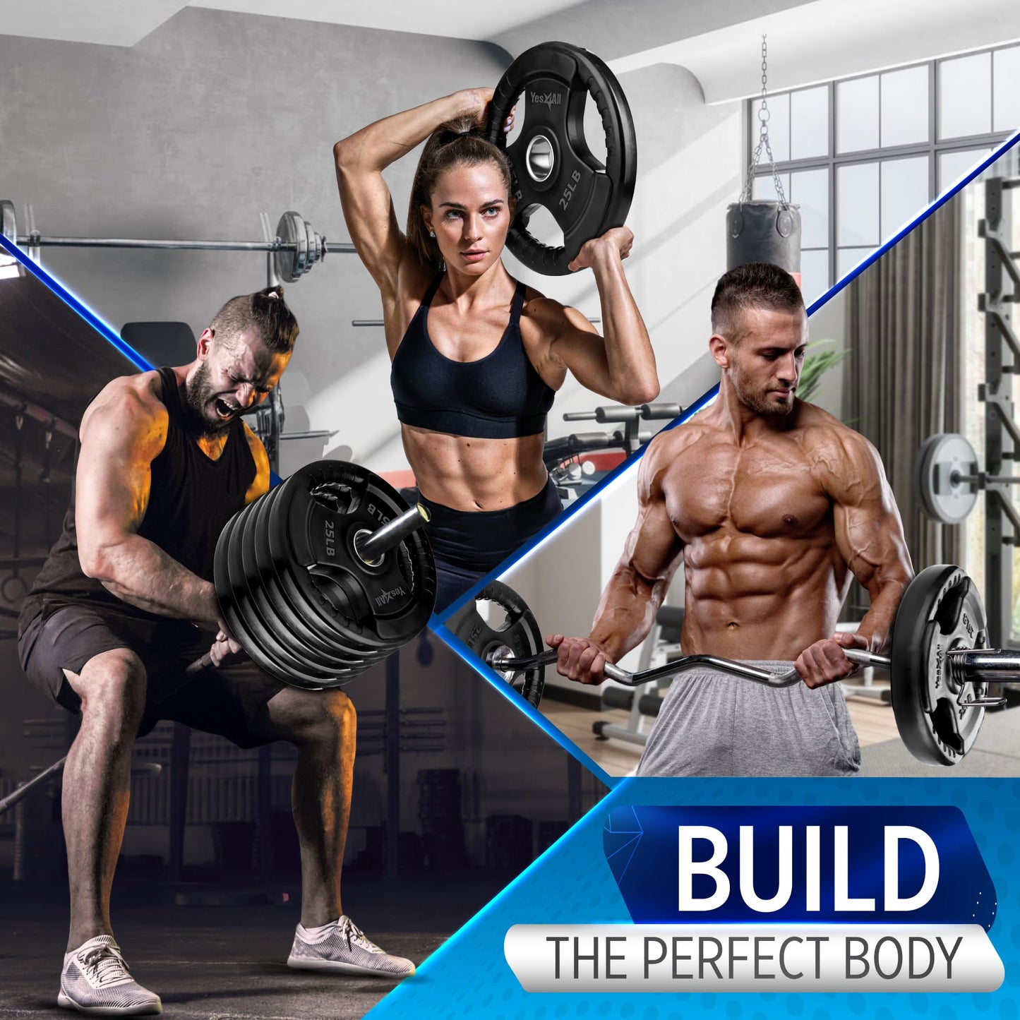 Yes4All Weight Plate Grip Rubber Coated For Weightlifting & Strength Training, Cast Iron - 2.5LB - Pair