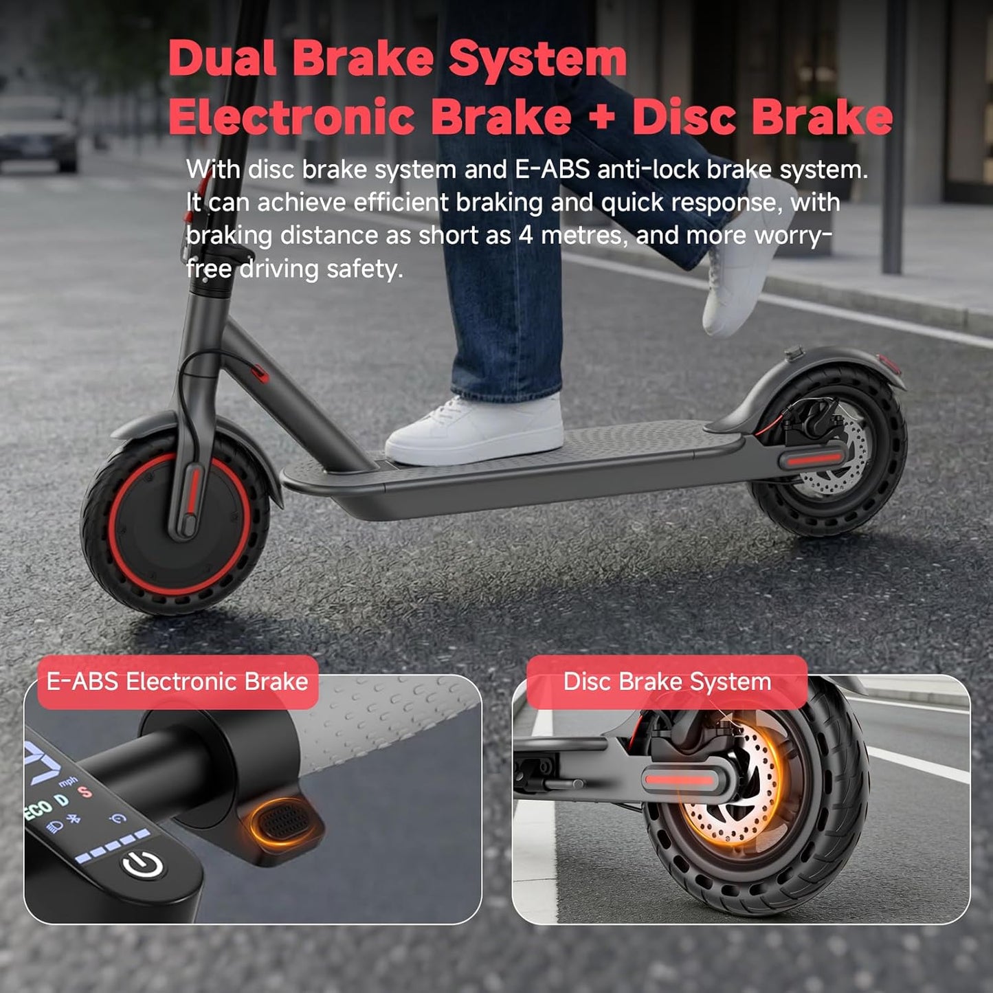 Roinside Electric Scooter - High-Speed Commuting Scooter with Solid Tires & Long Range | 350W/500W Motor, Up to 24 Miles