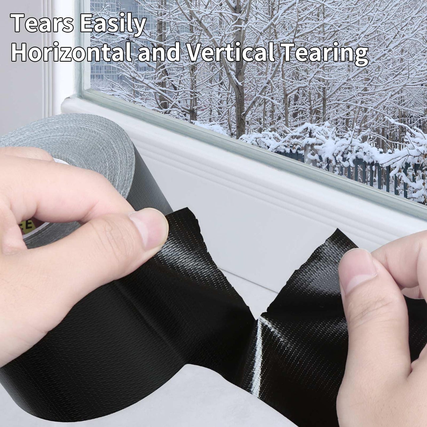MILEQEE Duct Tape Heavy Duty Single Sided, Strong Adhesive High Strength, Waterproof Mesh Tape for Indoor and Outdoor Repairing Sealing Bonding, Easy Use Hand Tearable, 3.15 Inch x 33 Feet, Black