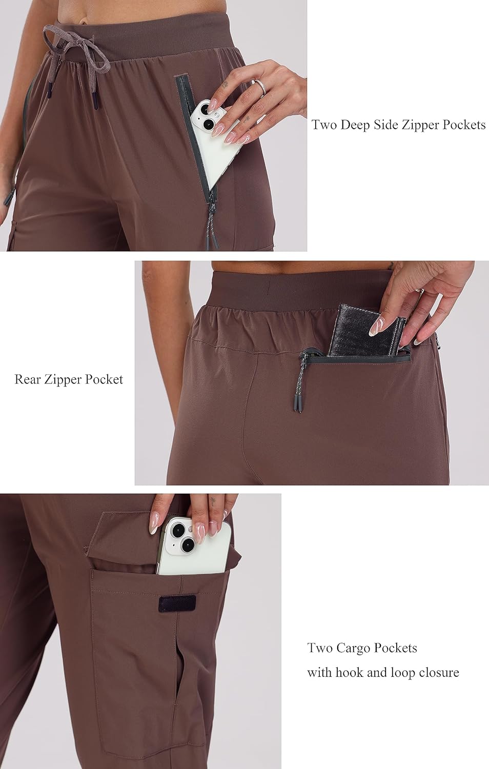 Oalka Women's Cargo Hiking Pants - Lightweight Quick-Dry Joggers with Pockets | Perfect for Travel