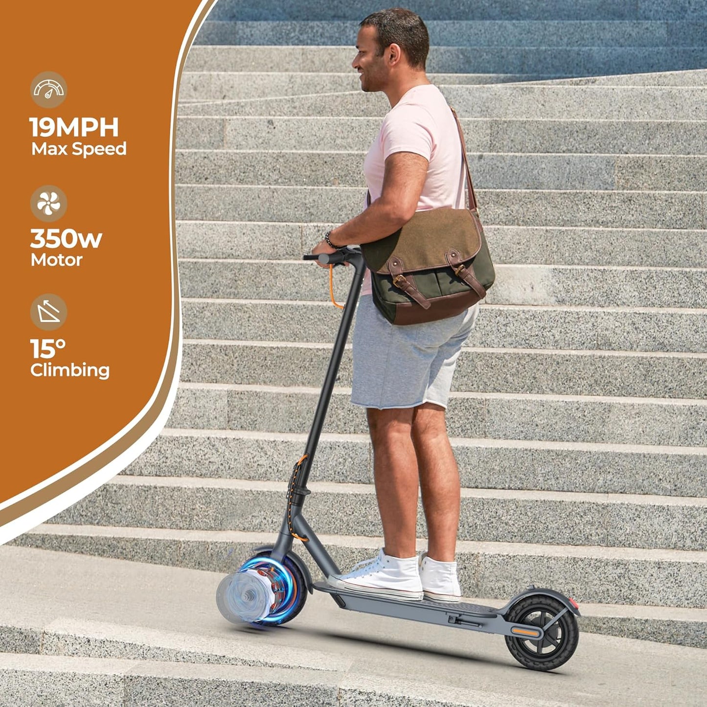Skiennix Electric Scooter for Adults - Dual Suspension, 350W Motor, 19/22 MPH, 8.5/10-Inch Tires