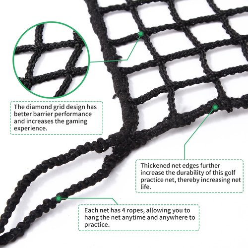 EMEKIAN 10x10Ft Golf Practice Fence Net, 400GSM Heavy Duty Golf Ball Barrier Net for Backyard Driving Chipping, Indoor Outdoor Hitting Net Gifts,Protective Net for Baseball, Hockey Sports Netting