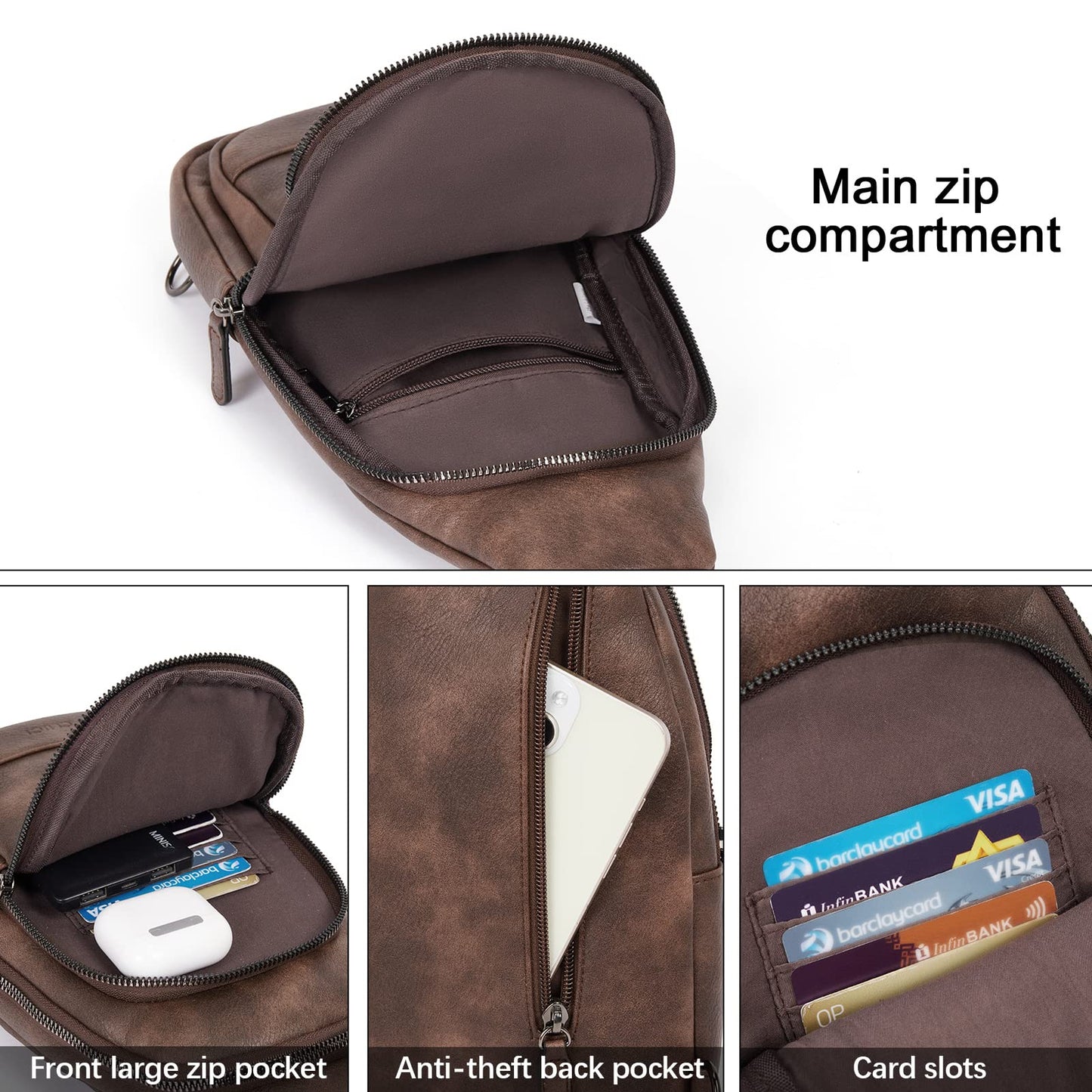 CLUCI Crossbody Bags for Women Men,Leather Sling Bag Cross Body Backpack for Woman Gifts for Women Birthday Unique