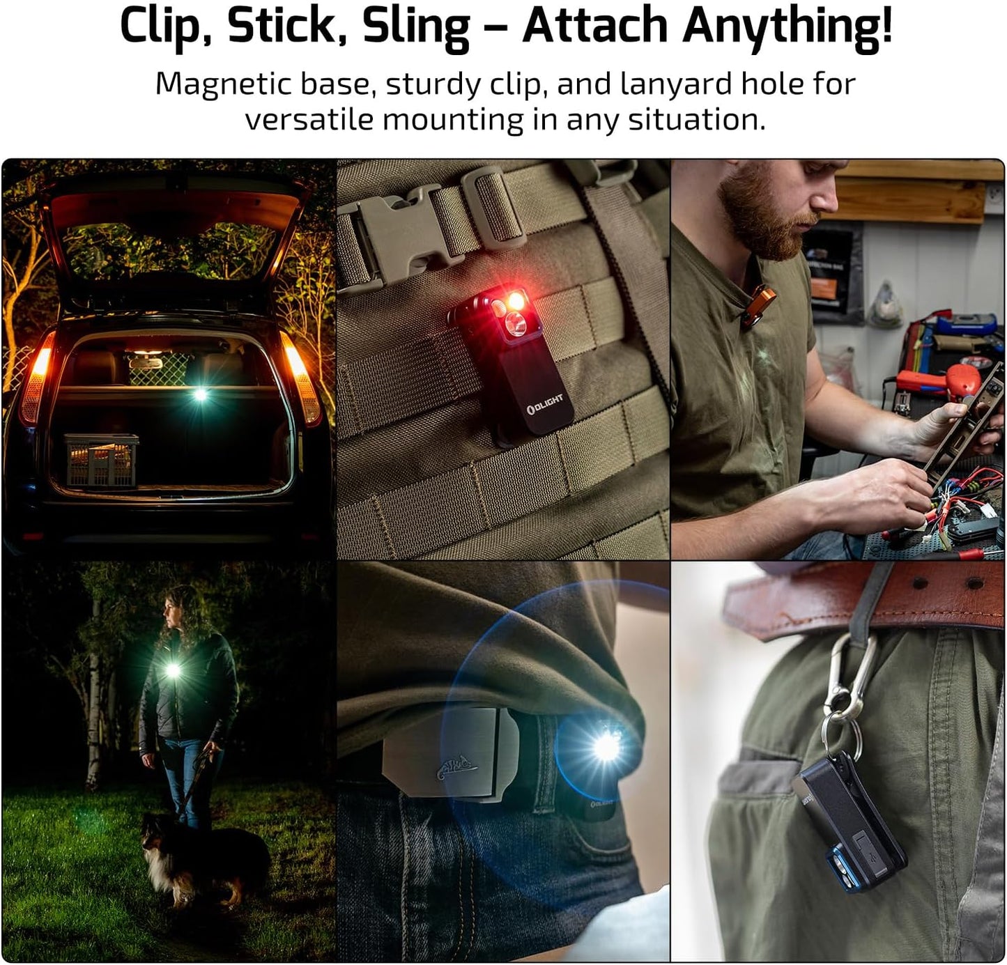 OLIGHT Oclip Pro Rechargeable EDC Flashlight - 500 Lumens, Magnetic Clip-On Light for Outdoor & Indoor Use