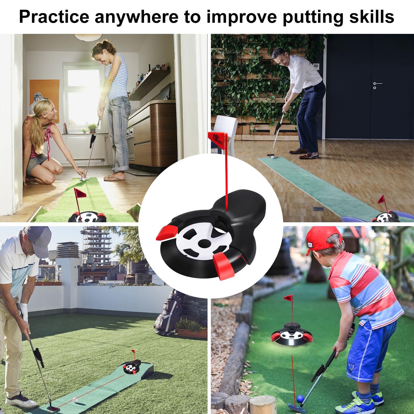 Shu-Ran Golf Automatic Putting Ball Return Cup ，Putting Practice Automatic Putting Machine，Golf Cup Training Aid, Putting Returner for Indoor Outdoor Office Practic Golf Training Aids