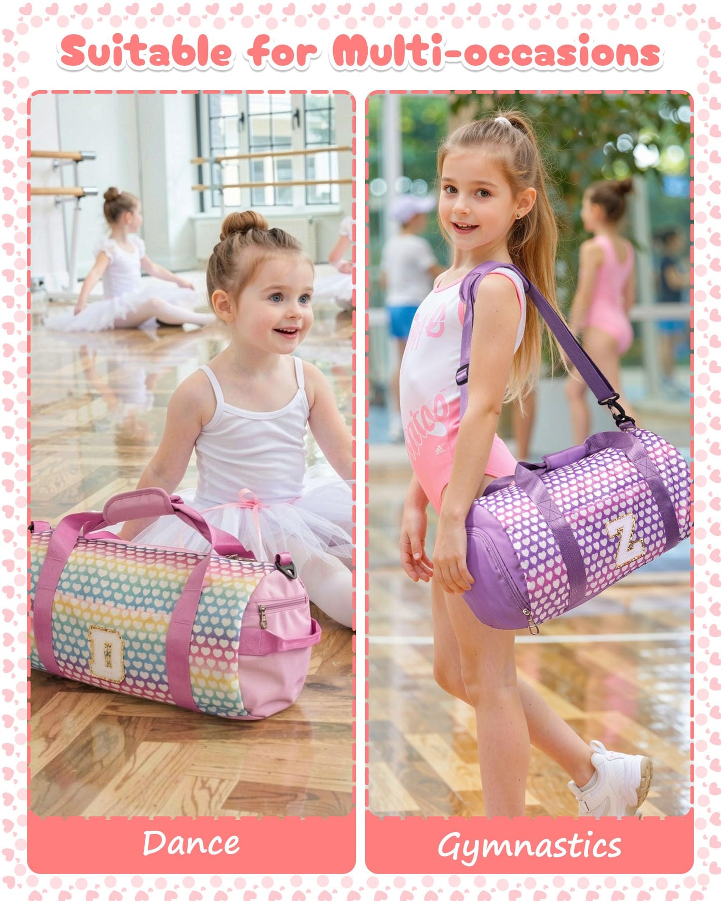 Vogewood Gift for 9 Year Old Girl, Girls Travel Duffle Bag, Dance Duffle Bag with Makeup Pouchinitial Kids Overnight Weekend Bag with Shoe Compartment, Teen Girl Gifts, Birthday Gift (Letter O)