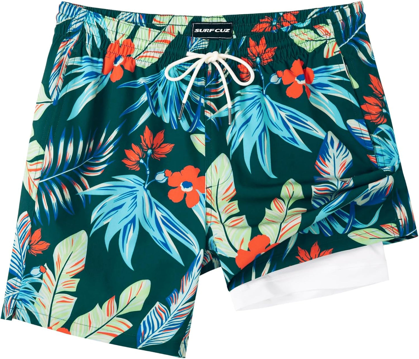 Surf Cuz Men's Swim Trunks - Quick-Dry 7" Compression Liner Swim Shorts for Ultimate Comfort