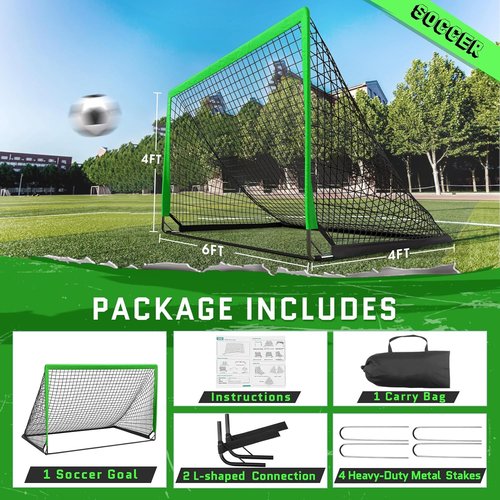 KTRIO 6x4 Ft Portable Soccer Goal - Large Foldable Net with Carry Bag for Kids & Teens Sports